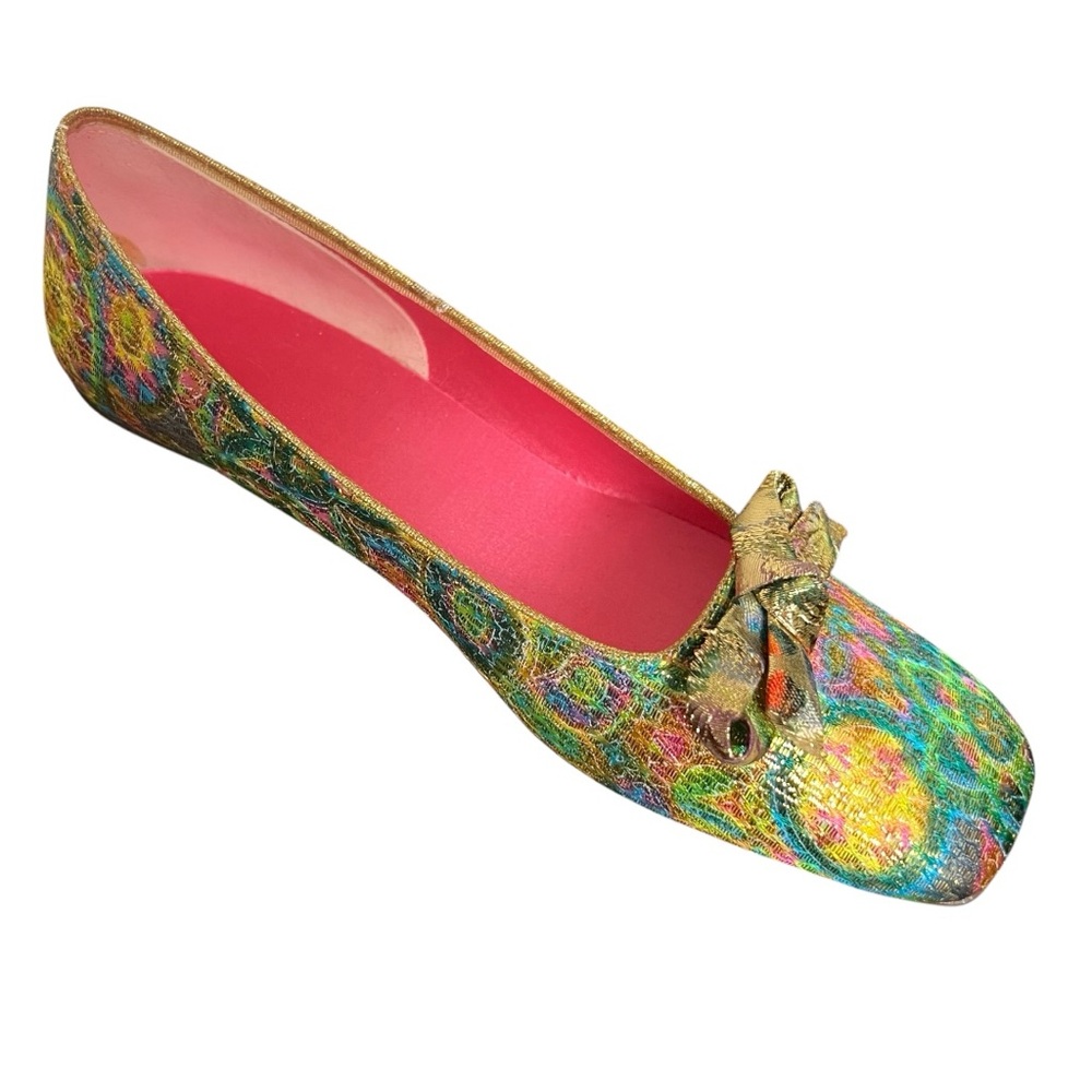 Oomphies Vintage 1960’s Mid Century metallic Colorful Women's Shoes Bow Detail - Picture 5 of 14